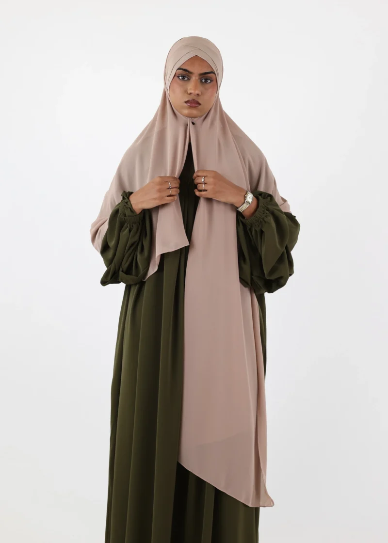 Alternative view of Chiffon with Jersey Cap Instant Hijab - Taupe