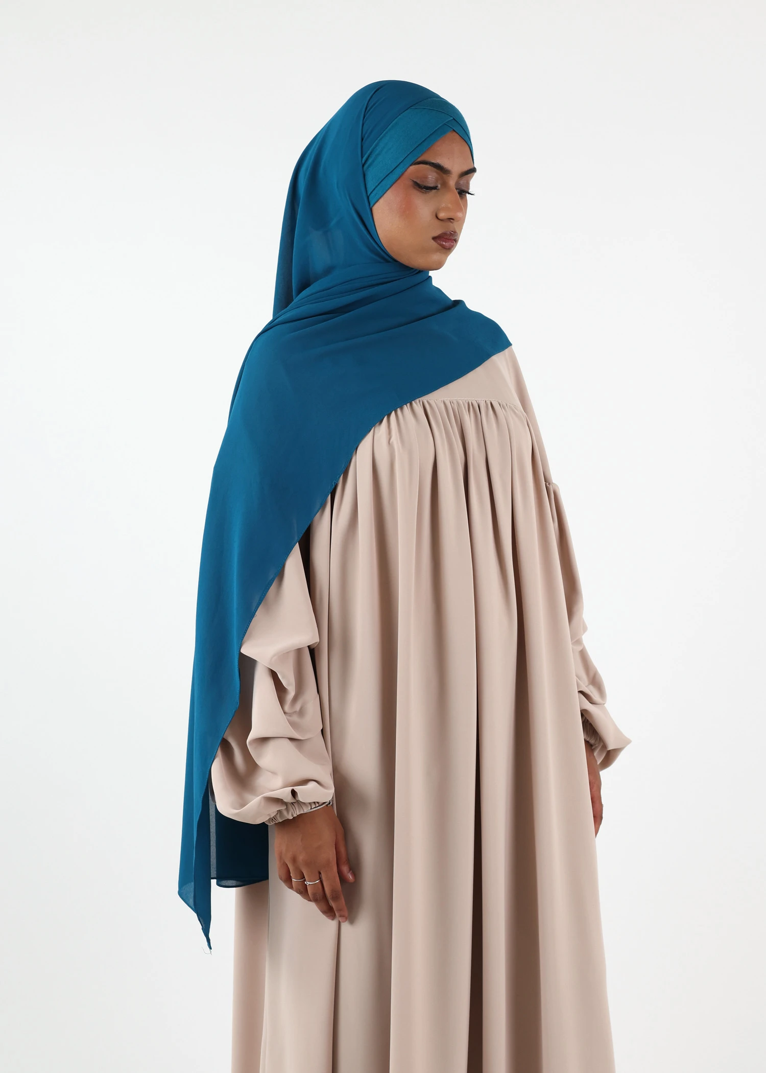 Chiffon with Jersey Cap Instant Hijab - Teal