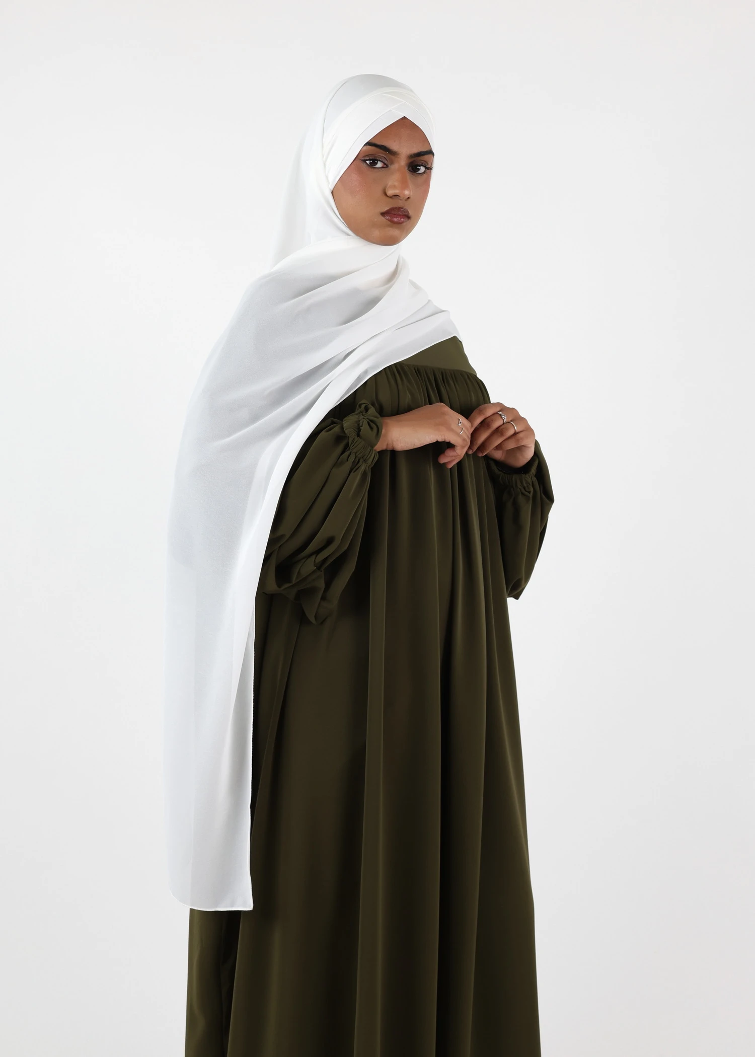 Chiffon with Jersey Cap Instant Hijab - White