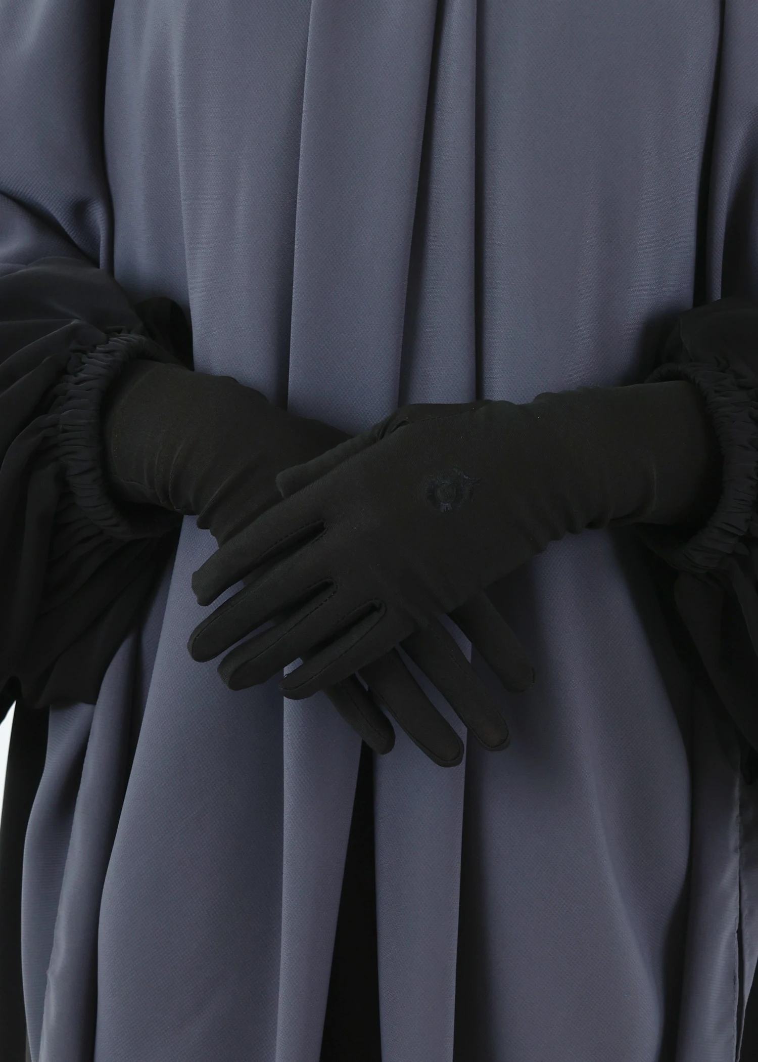 Long Modest Gloves with Embroidered Flower