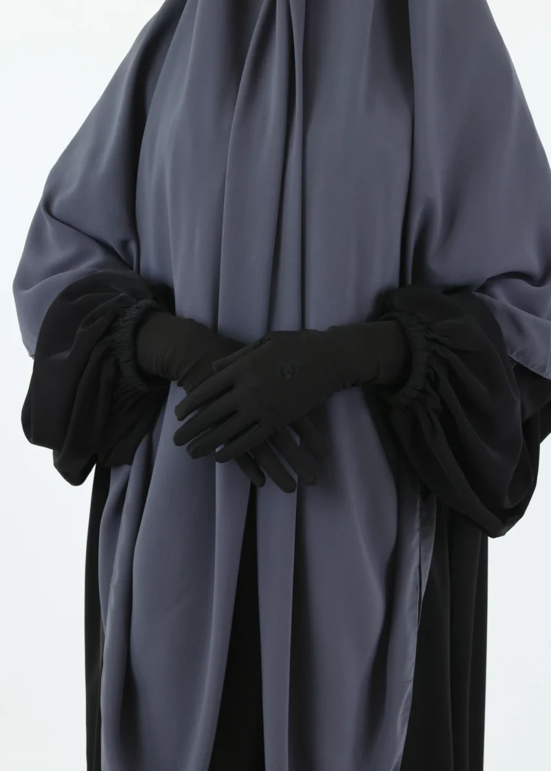 Alternative view of Long Modest Gloves with Embroidered Flower
