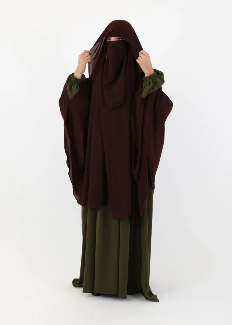 Ghashwa Niqab Set - Coffee - Image 3