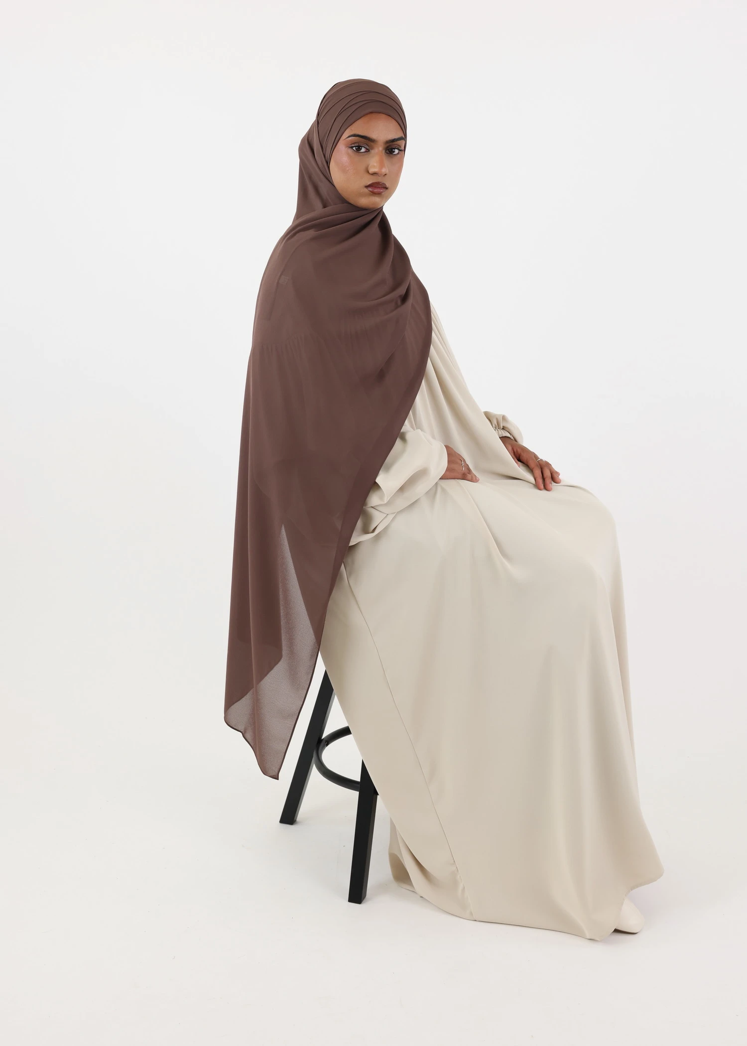 Criss Cross Chiffon Instant Hijab Dark Taupe