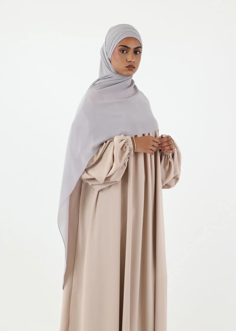 Criss Cross Chiffon Instant Hijab Light Grey