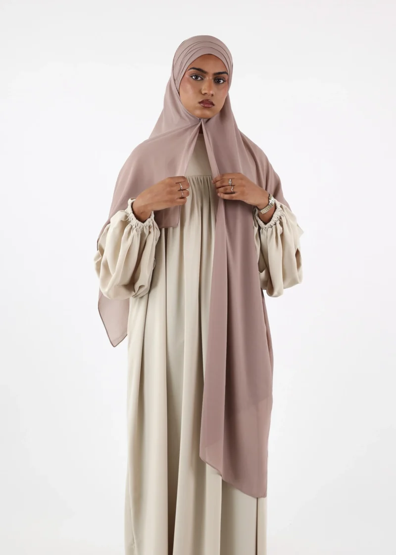 Criss Cross Chiffon Instant Hijab Light Taupe - Image 3