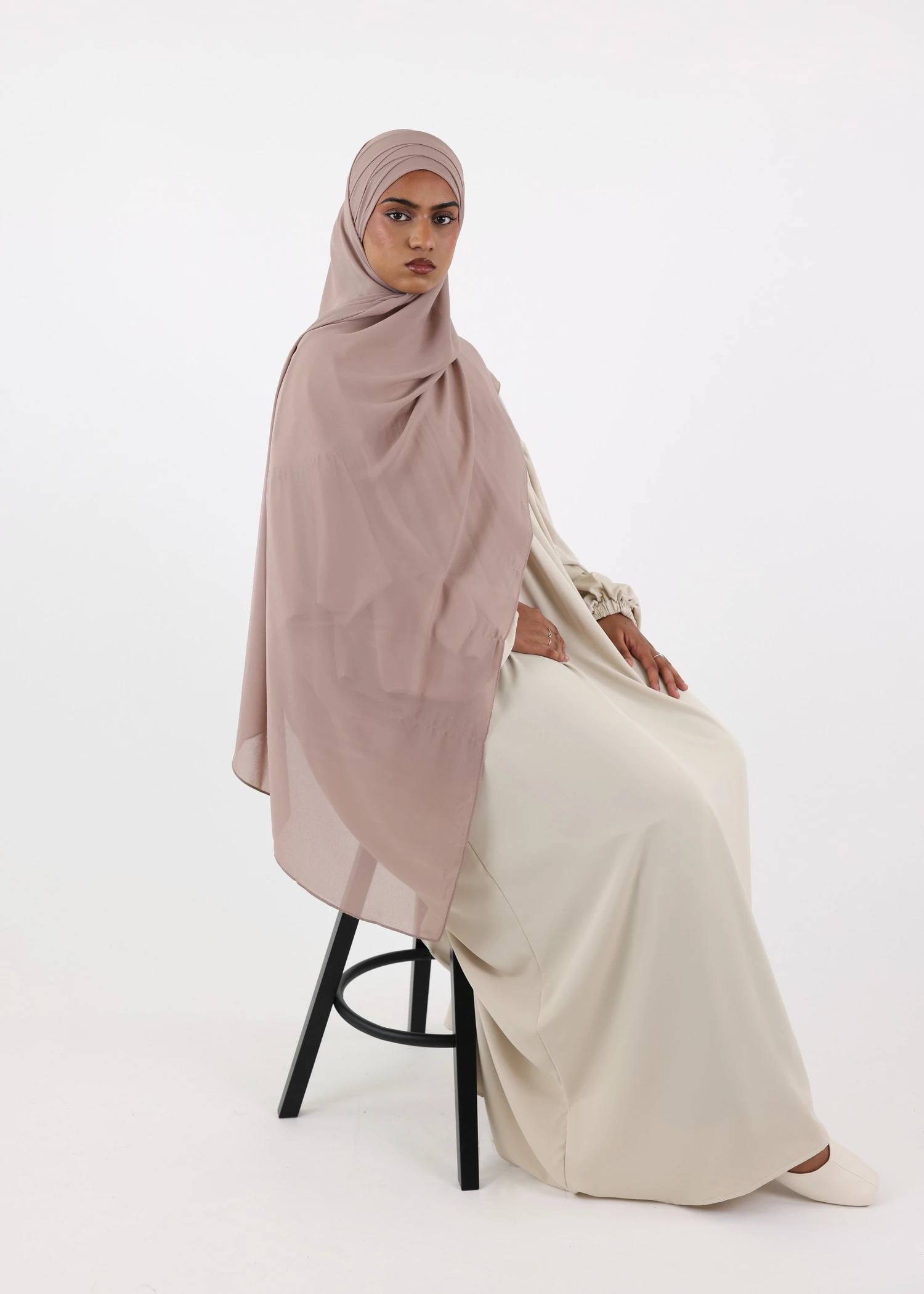 Criss Cross Chiffon Instant Hijab Light Taupe