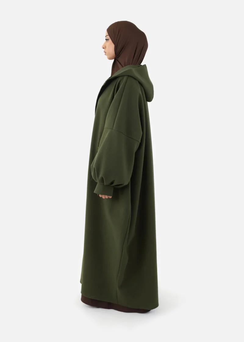 Oversized Hooded Kimono Coat - Khaki - Image 3