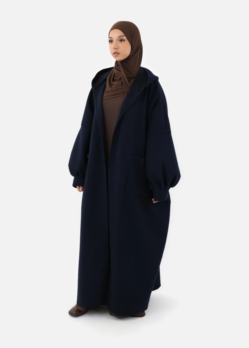 Oversized Hooded Kimono Coat - Navy - Image 5