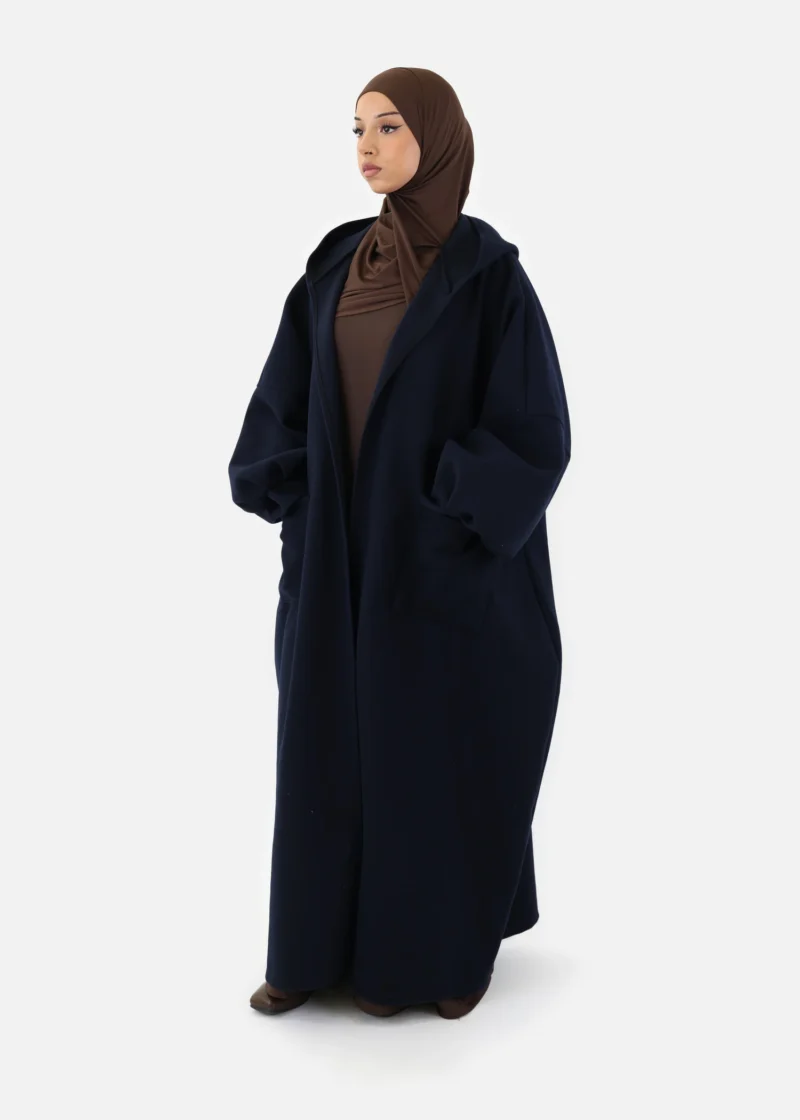 Oversized Hooded Kimono Coat - Navy - Image 4