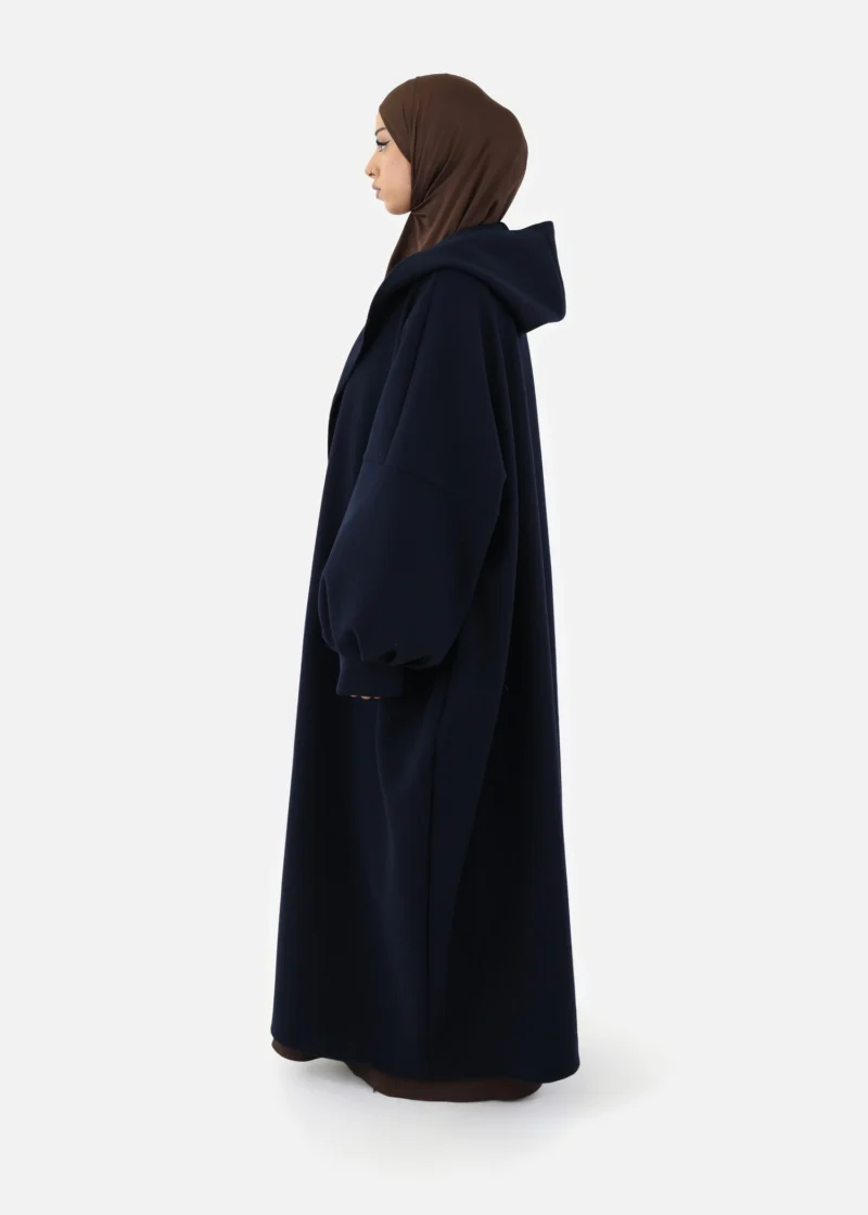 Oversized Hooded Kimono Coat - Navy - Image 3