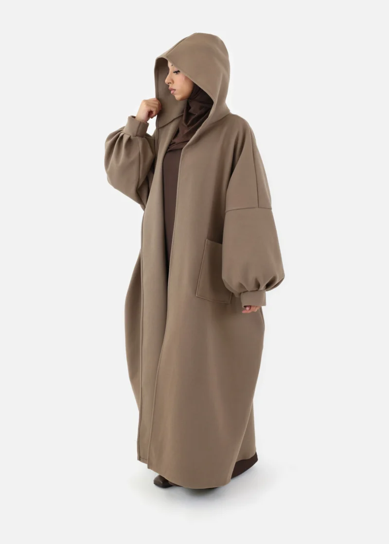 Oversized Hooded Kimono Coat - Taupe