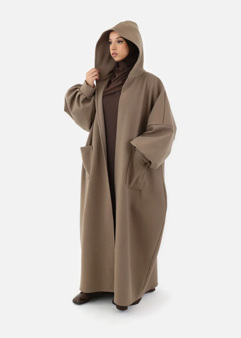 Alternative view of Oversized Hooded Kimono Coat - Taupe