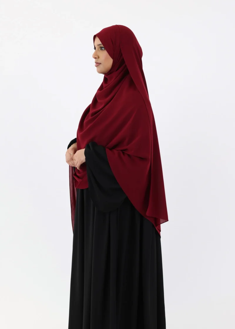 Mega Hijab 2XL- Smooth Premium Chiffon - Burgundy - Image 7