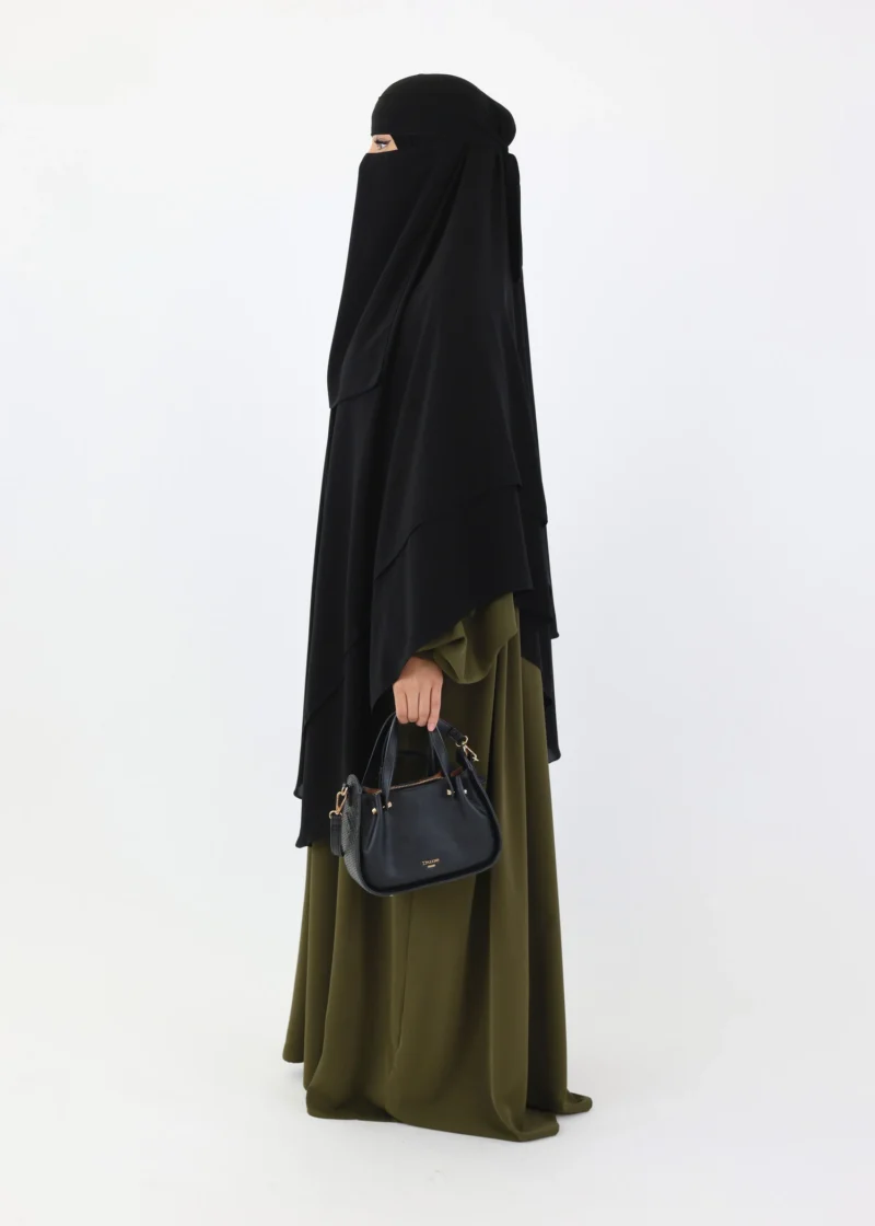 Mega Square Hijab - Smooth Premium Chiffon  - Black - Image 6
