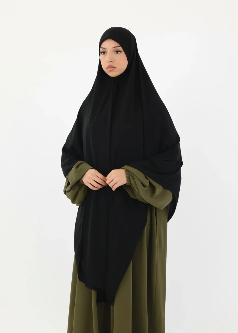 Mega Square Hijab - Smooth Premium Chiffon  - Black - Image 3
