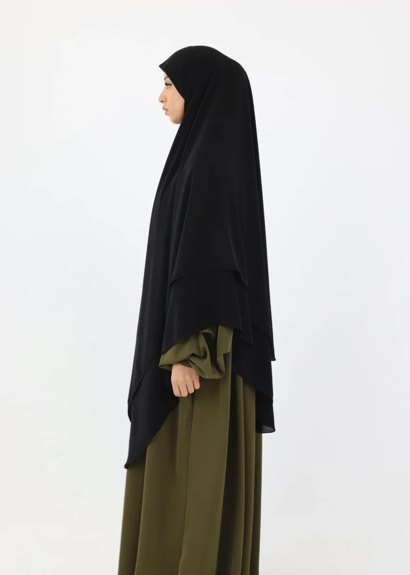 Mega Square Hijab - Smooth Premium Chiffon  - Black - Image 4