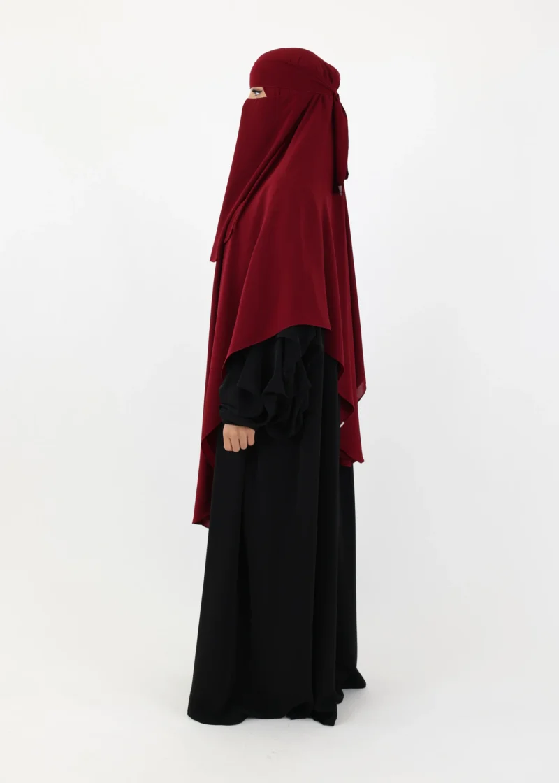 Mega Square Hijab - Smooth Premium Chiffon  - Burgundy - Image 6