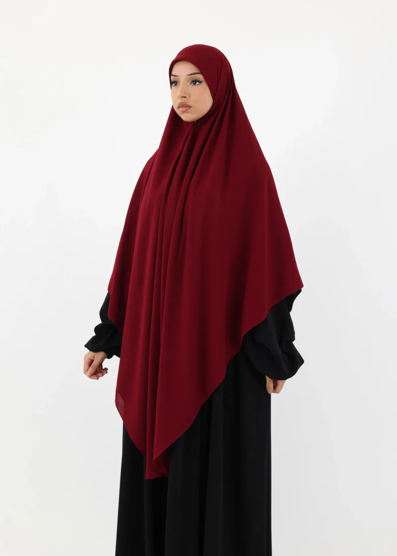 Mega Square Hijab - Smooth Premium Chiffon  - Burgundy - Image 4
