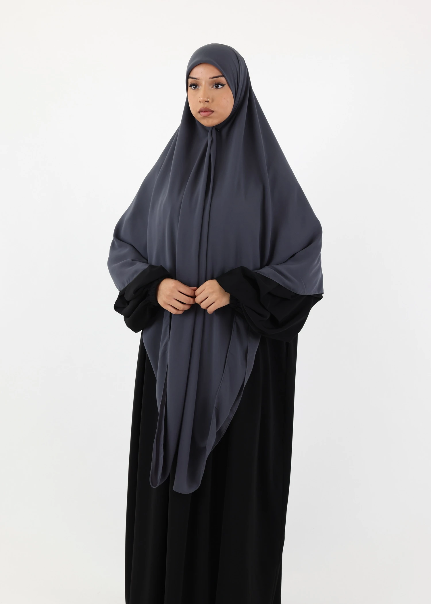 Mega Square Hijab - Smooth Premium Chiffon  - Charcoal Grey
