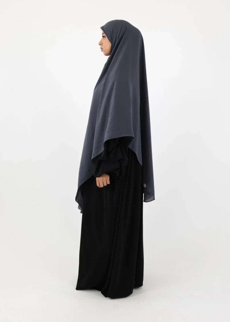 Mega Square Hijab - Smooth Premium Chiffon  - Charcoal Grey - Image 4