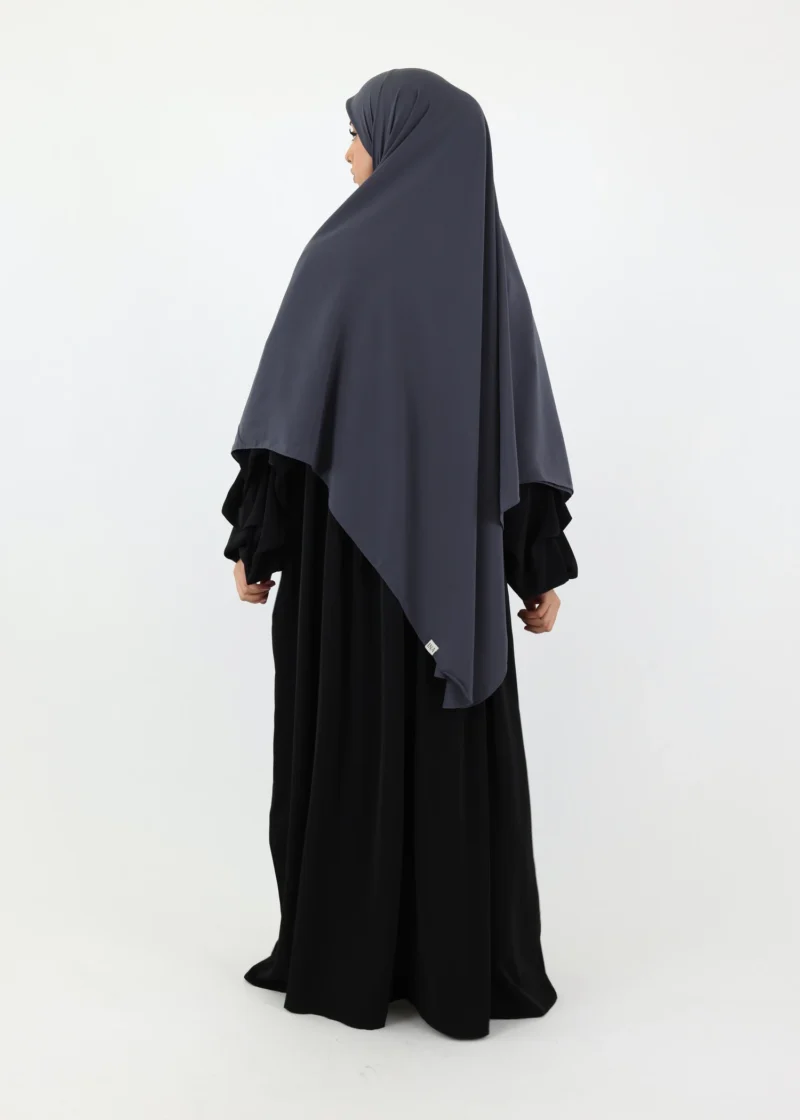 Mega Square Hijab - Smooth Premium Chiffon  - Charcoal Grey - Image 3