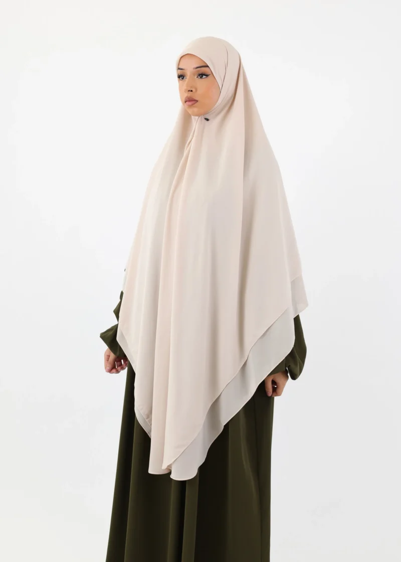 Mega Square Hijab - Smooth Premium Chiffon  - Cream Beige - Image 6