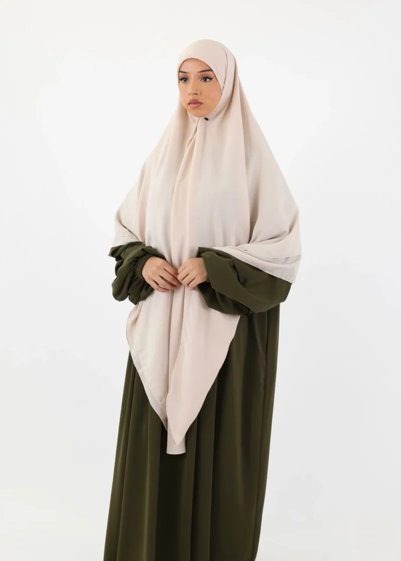Mega Square Hijab - Smooth Premium Chiffon  - Cream Beige - Image 5
