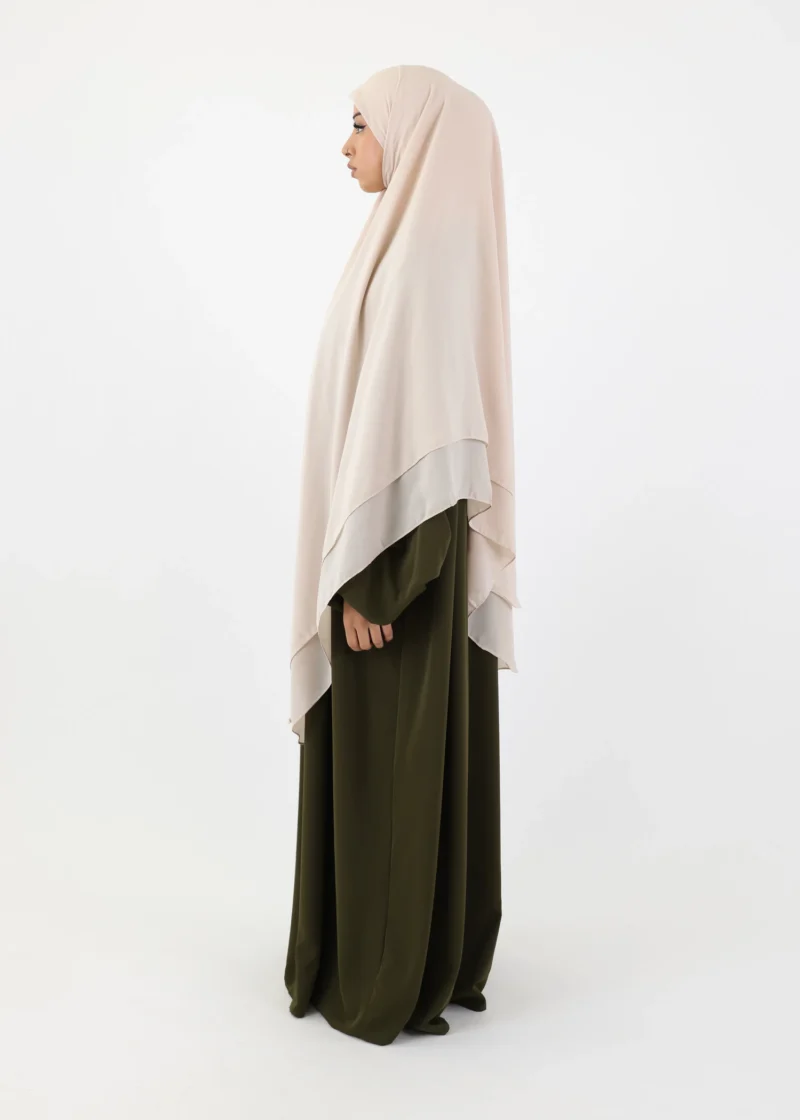 Mega Square Hijab - Smooth Premium Chiffon  - Cream Beige - Image 4