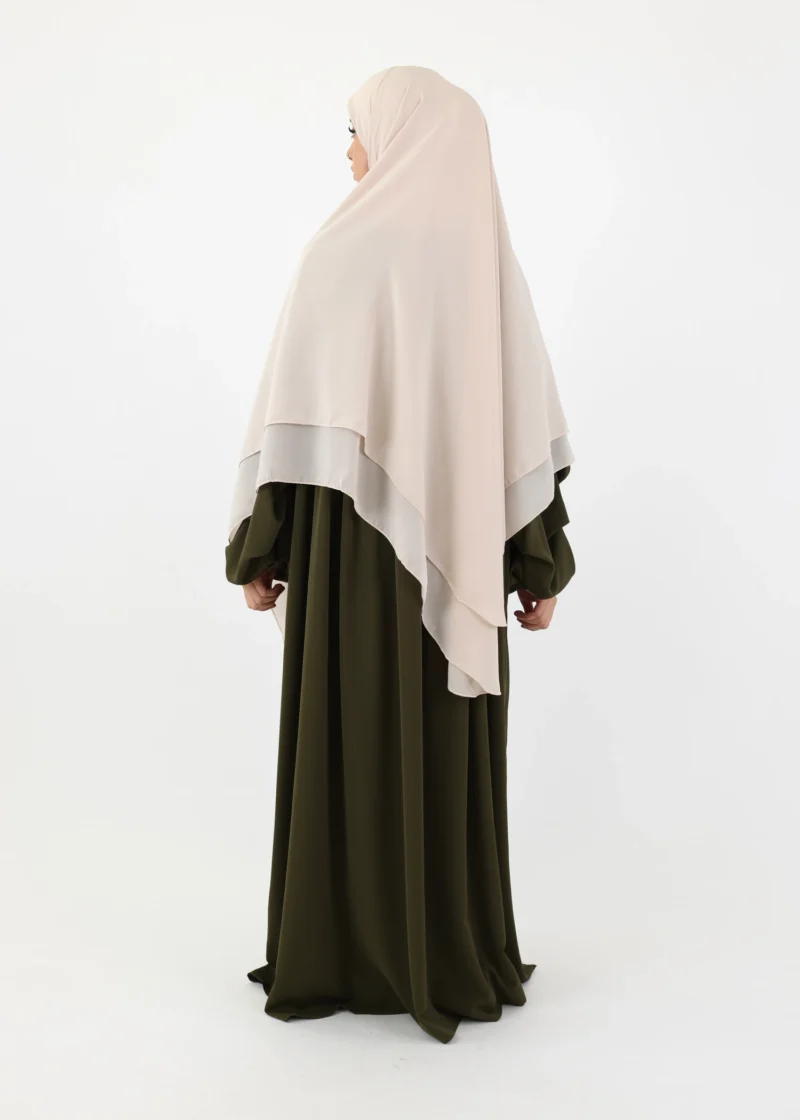 Mega Square Hijab - Smooth Premium Chiffon  - Cream Beige - Image 3