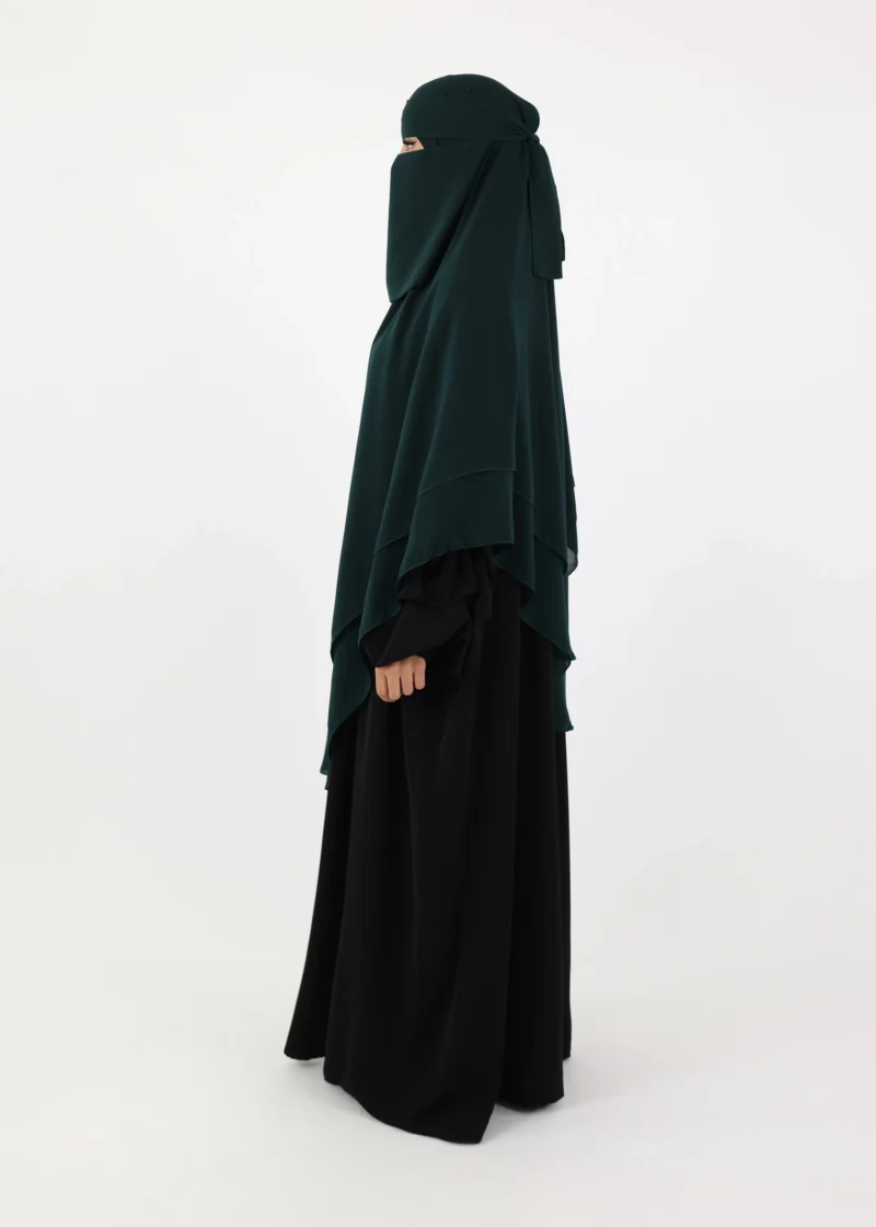 Mega Square Hijab - Smooth Premium Chiffon  - Dark Green - Image 7