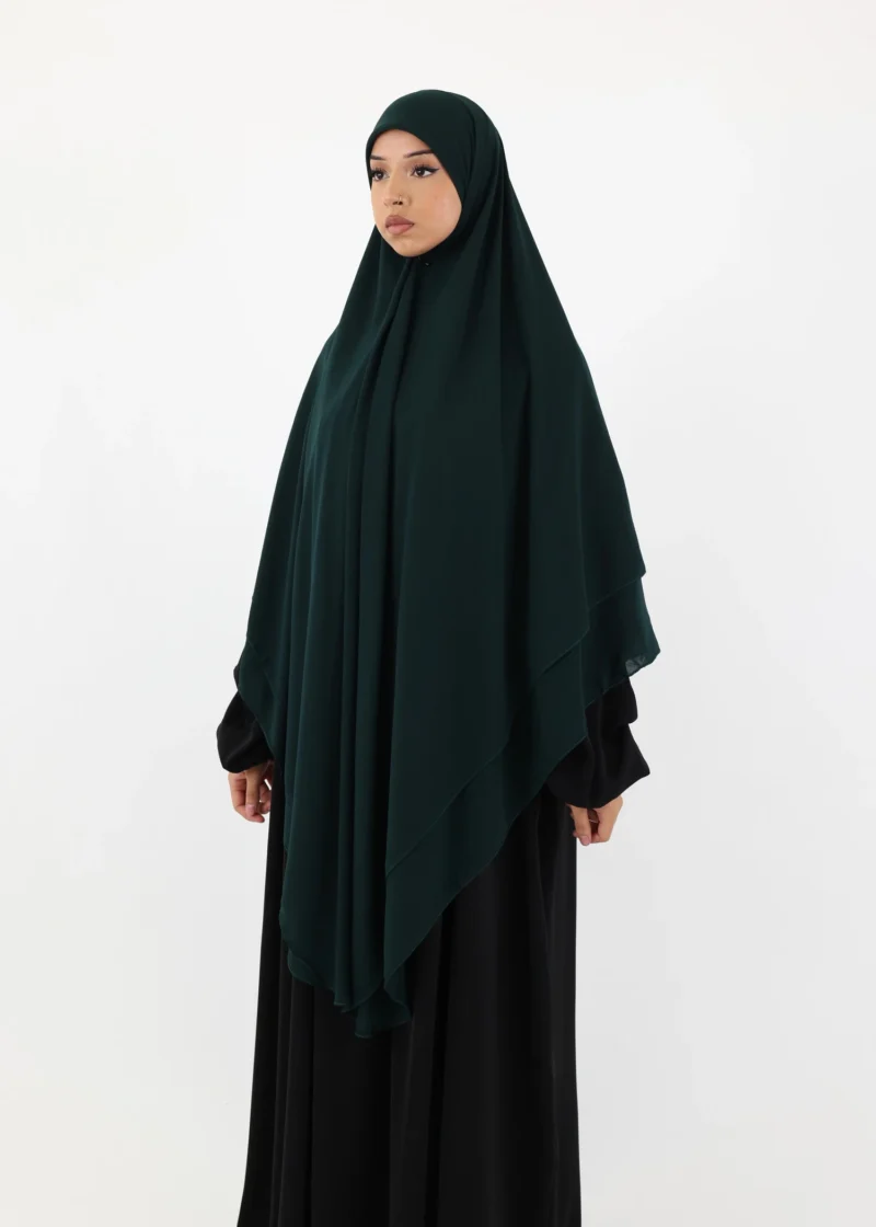 Mega Square Hijab - Smooth Premium Chiffon  - Dark Green - Image 6