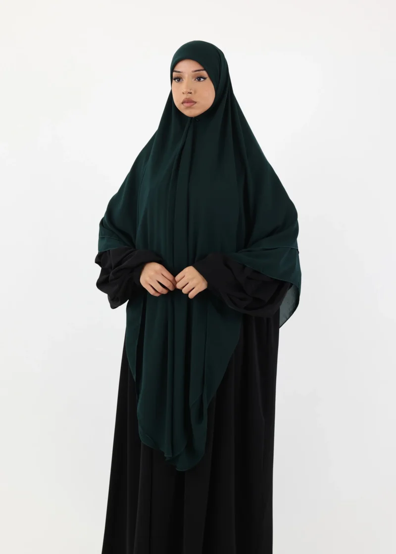 Mega Square Hijab - Smooth Premium Chiffon  - Dark Green - Image 5
