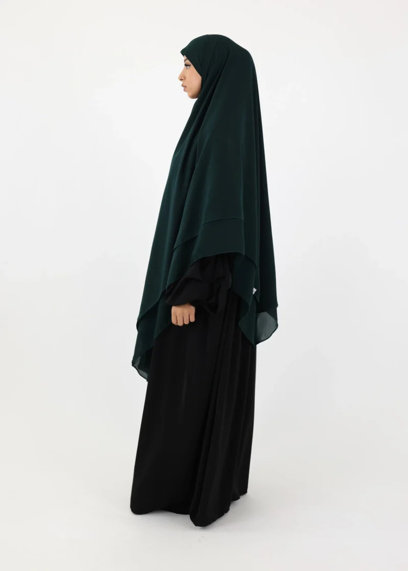 Mega Square Hijab - Smooth Premium Chiffon  - Dark Green - Image 4