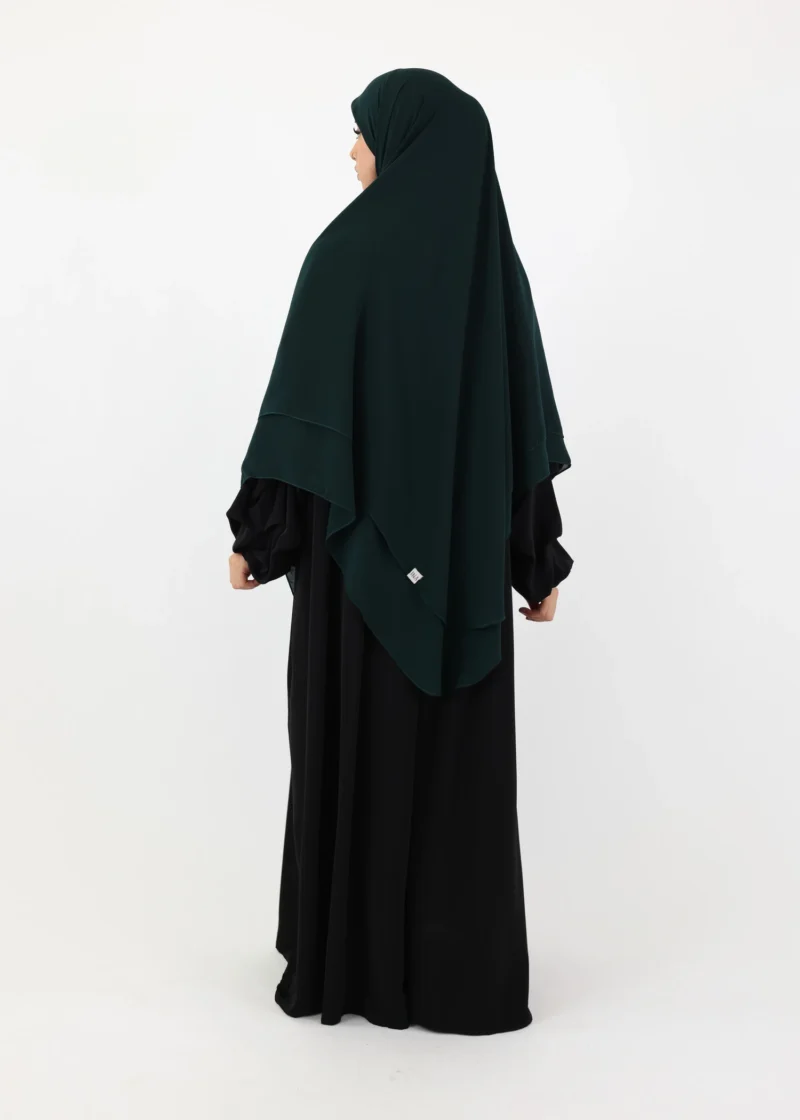 Mega Square Hijab - Smooth Premium Chiffon  - Dark Green - Image 3