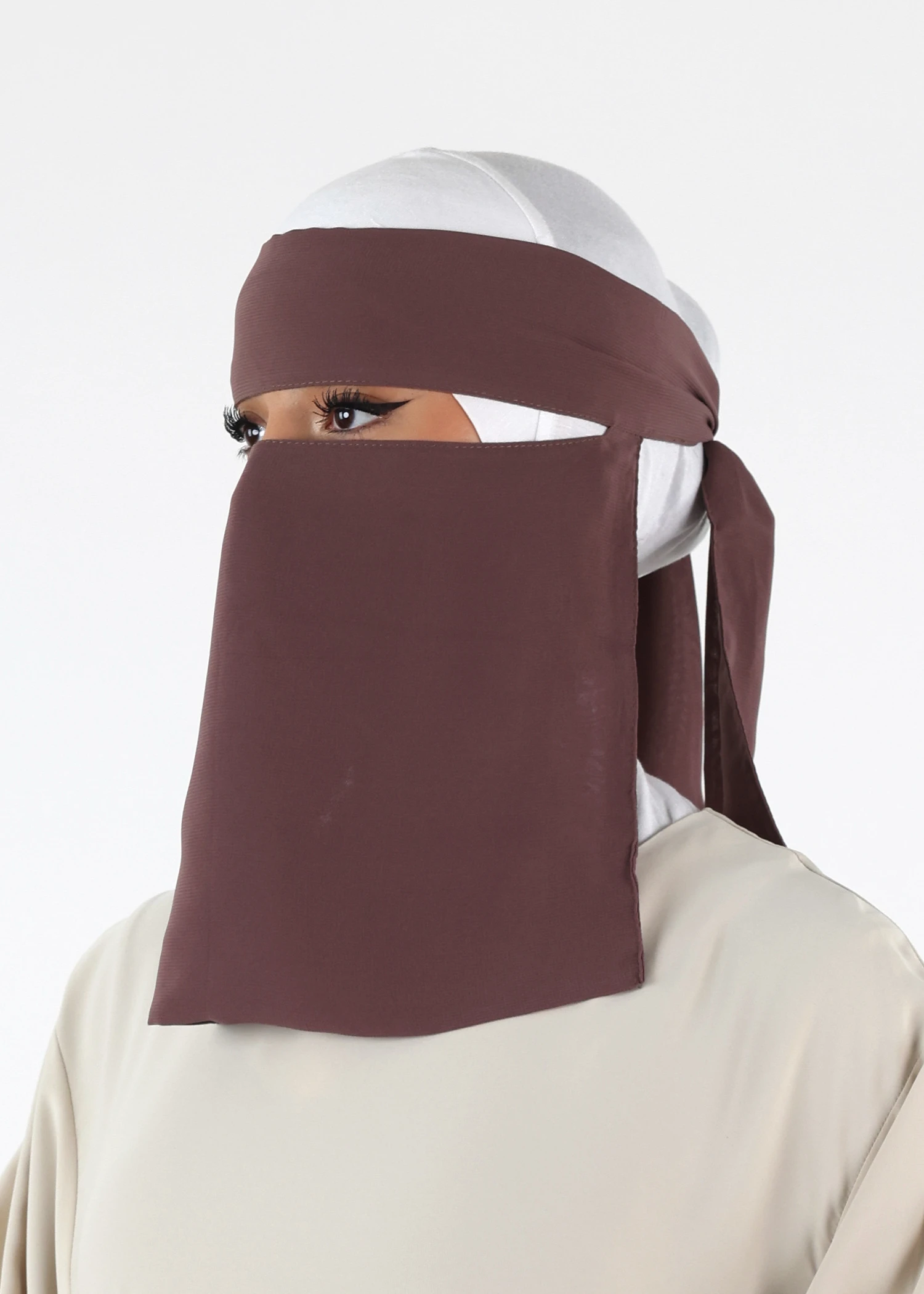 Full Niqab Short - No Pinch - Dark Taupe