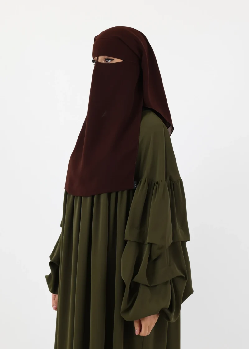 2 Layer Niqab with Nose String – Short Rounded - Coffee - Image 3