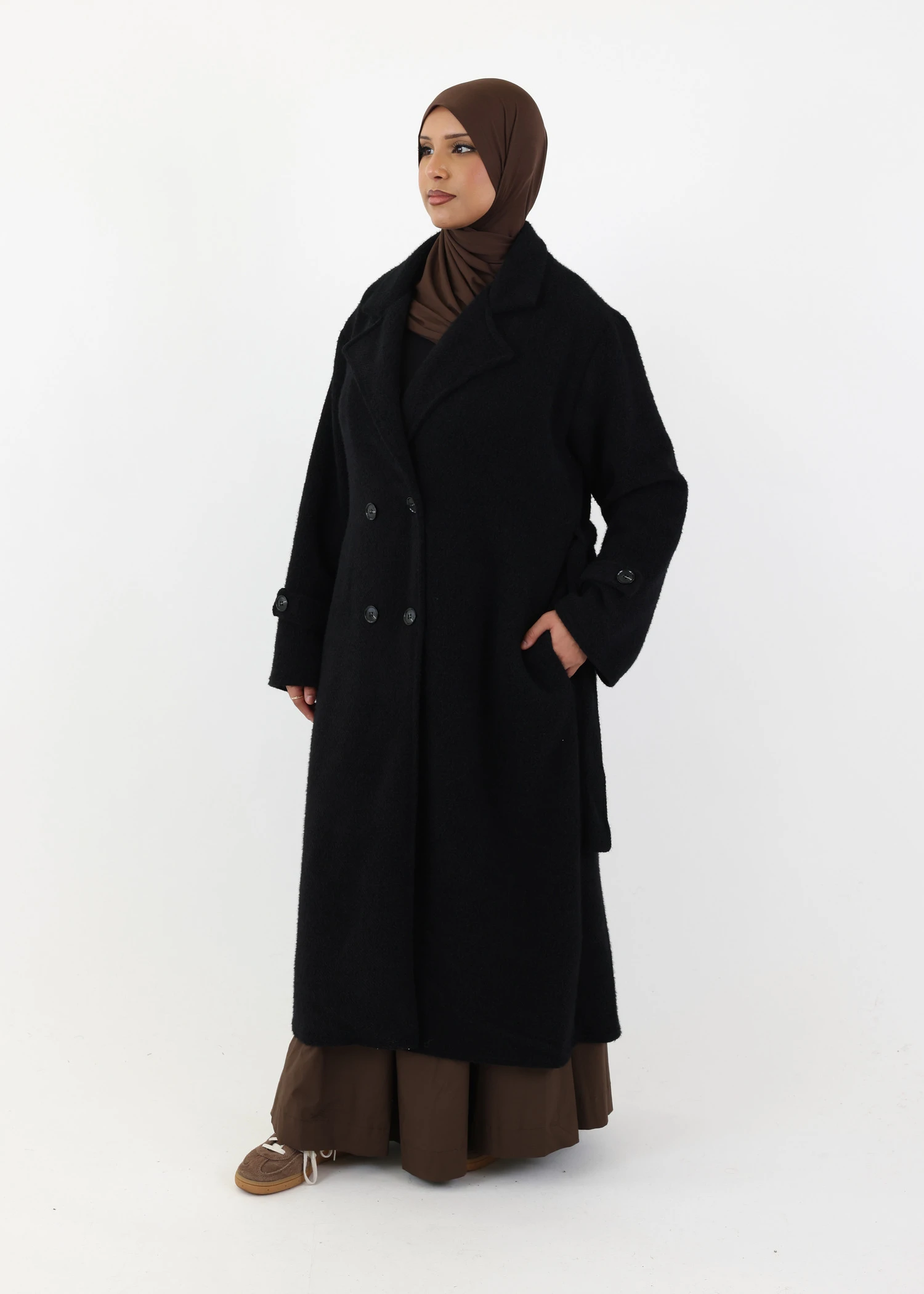 Textured Trench Coat - Black