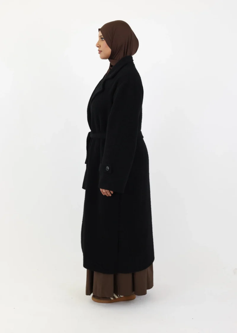 Textured Trench Coat - Black - Image 4