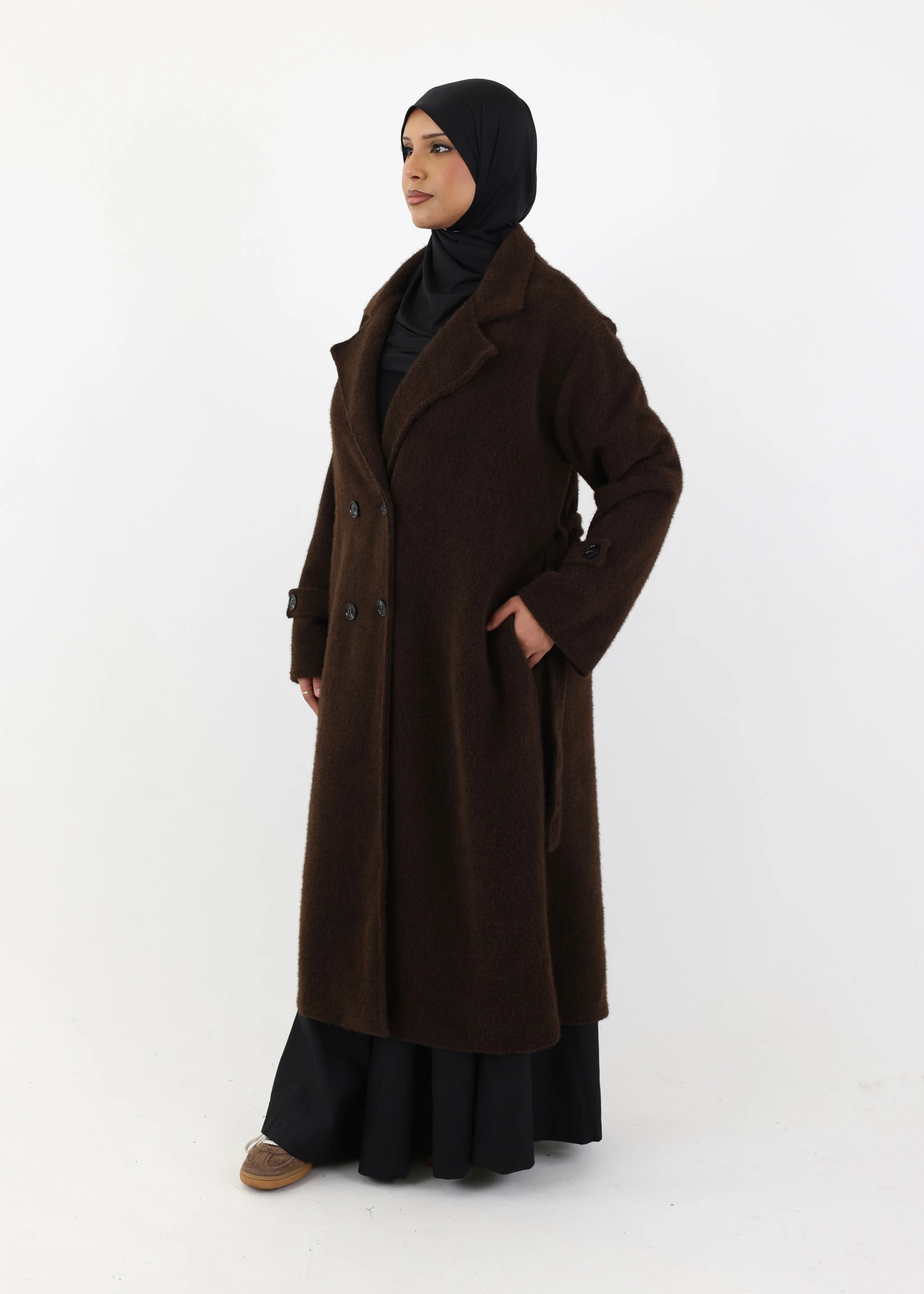 Textured Trench Coat - Coffee
