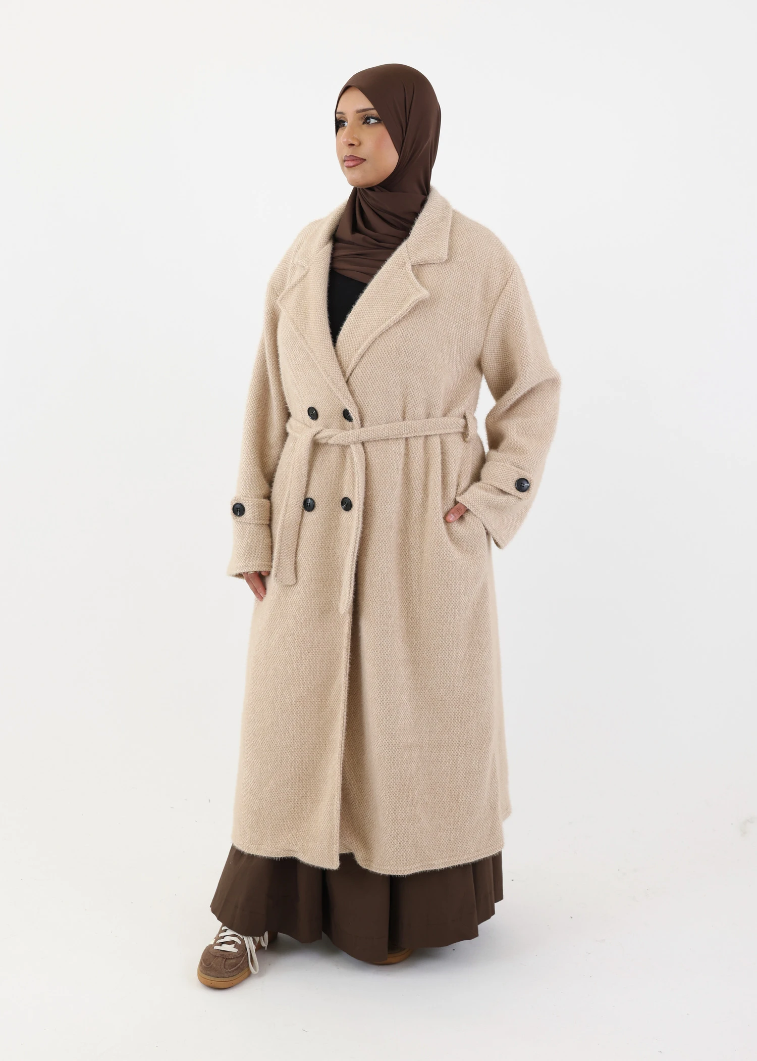 Textured Trench Coat - Cream