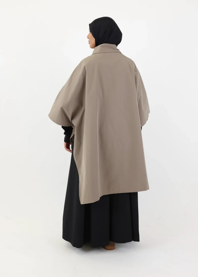 Alternative view of Water Resistant Button Up Poncho - Taupe